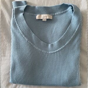 LOFT Soft Ribbed Crewneck Sweater in Pale Blue Size S